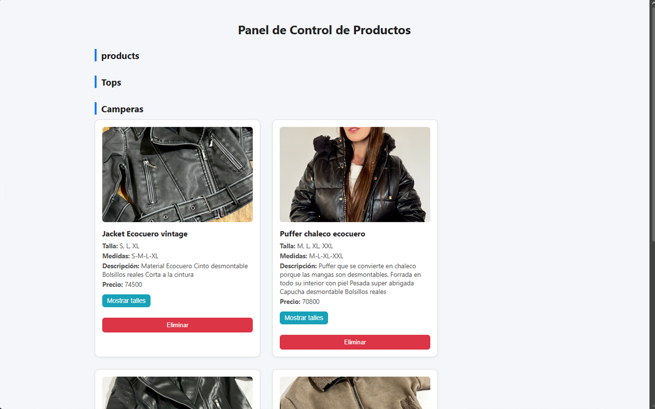 Gestión de productos